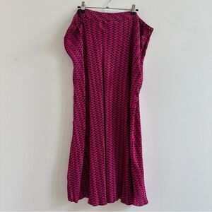 Boden Pink and Black Patterned Midi Skirt